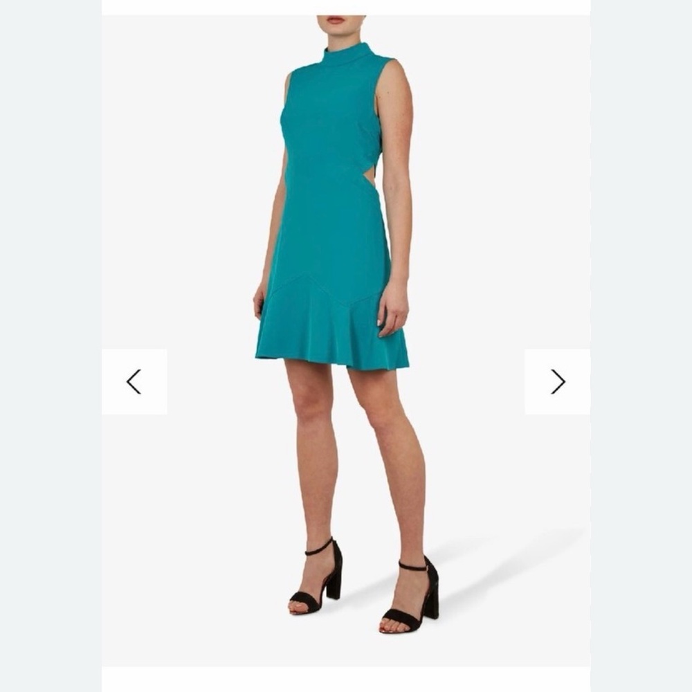 Ted Baker London Teal Mock Neck Sleeveless Mini Dress